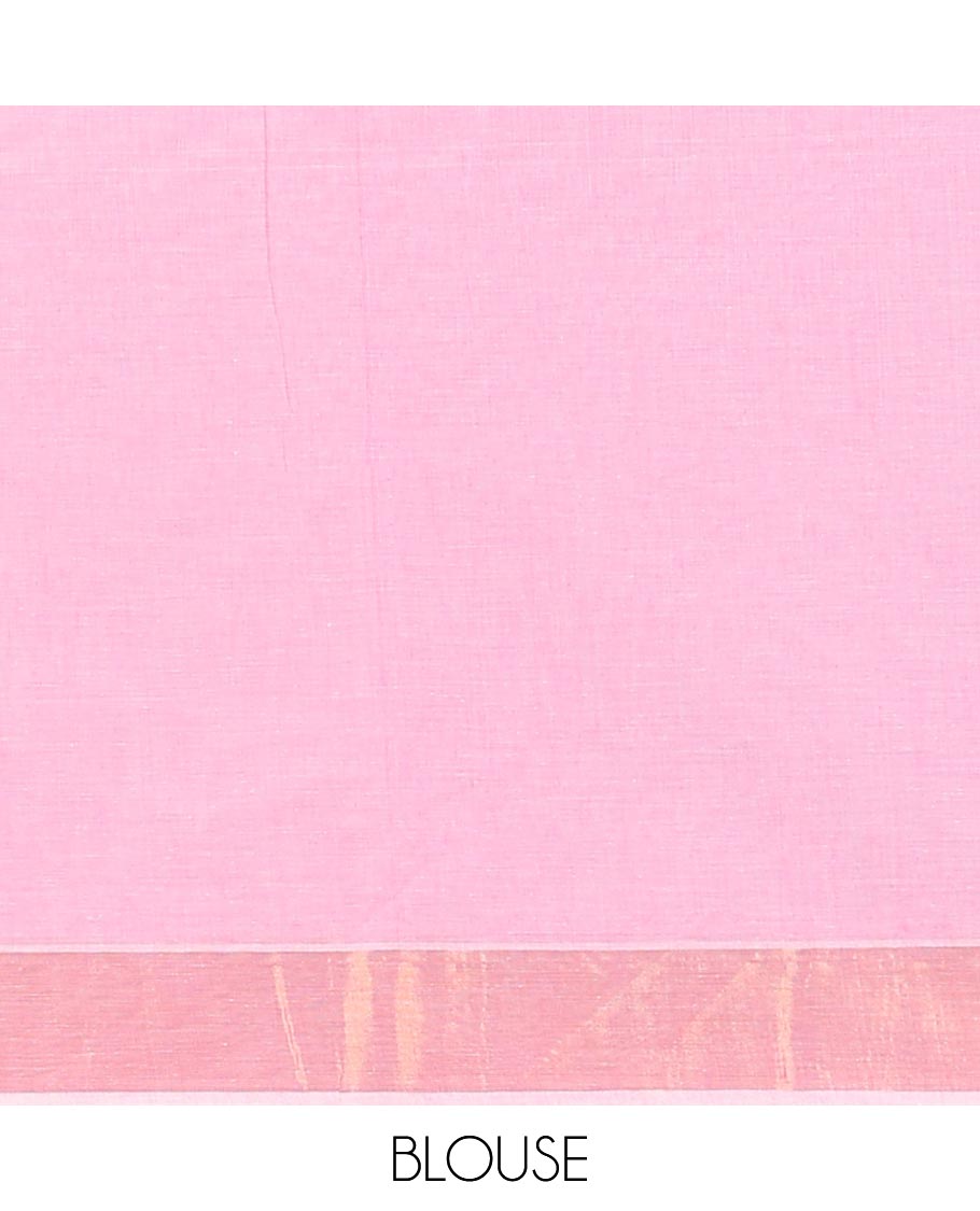 Sandal striped jute cotton saree, self-border & striped pallu