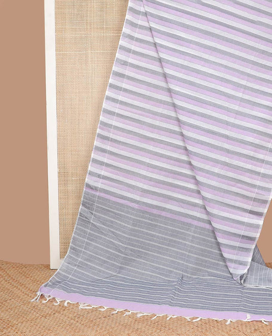Borderless multi-color stripes design jute cotton saree & pallu of stripes