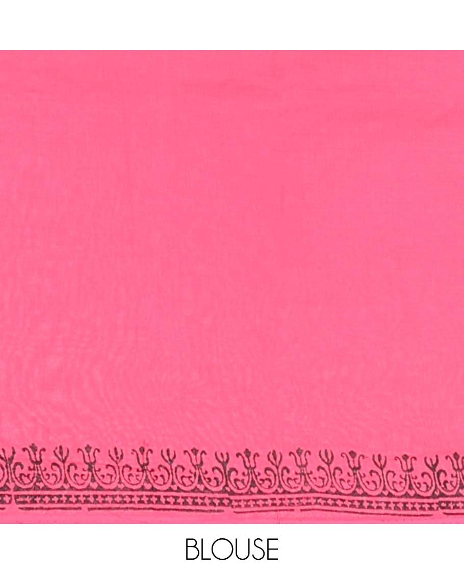 Red floral design mul mul cotton saree with self floral border & intricate design pallu
