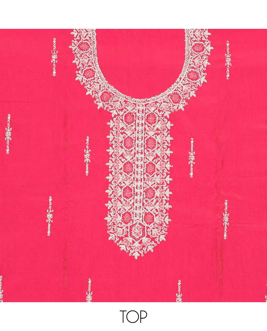 Blue chudidhar material set floral thread embroidery, plain bottom & floral thread embroidered dupatta