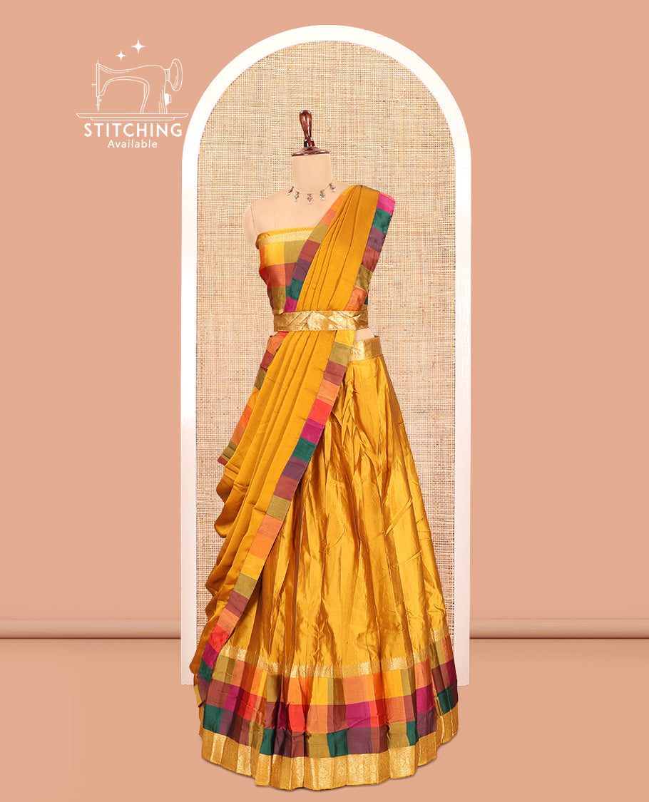 Mustard Semi-Silk Half-Saree