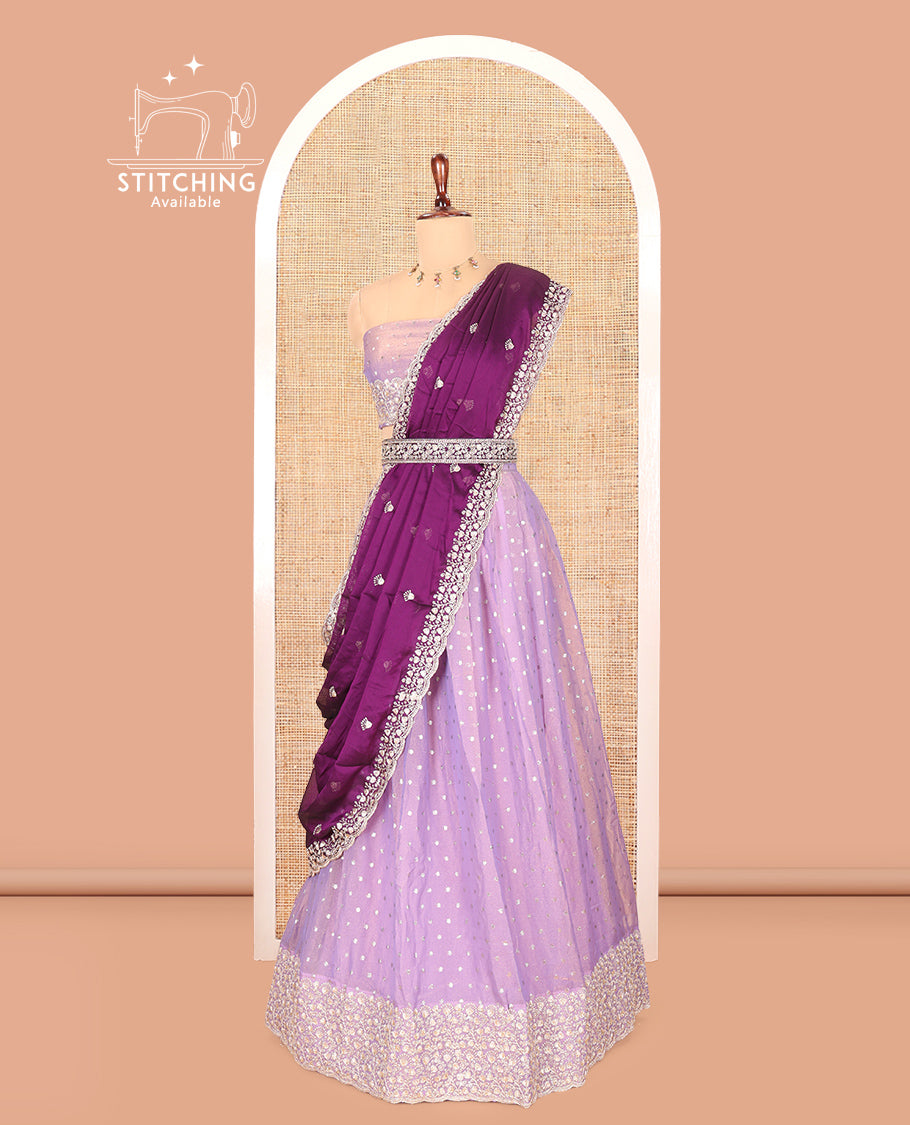 Lavender Moss Organza Half-Saree