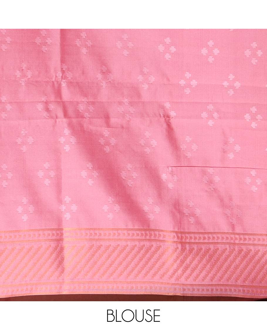 Maroon ikkat style zari and thread buttas elite soft silk saree, contrast ikkat design border, geometric patterned pallu, and a contrast blouse