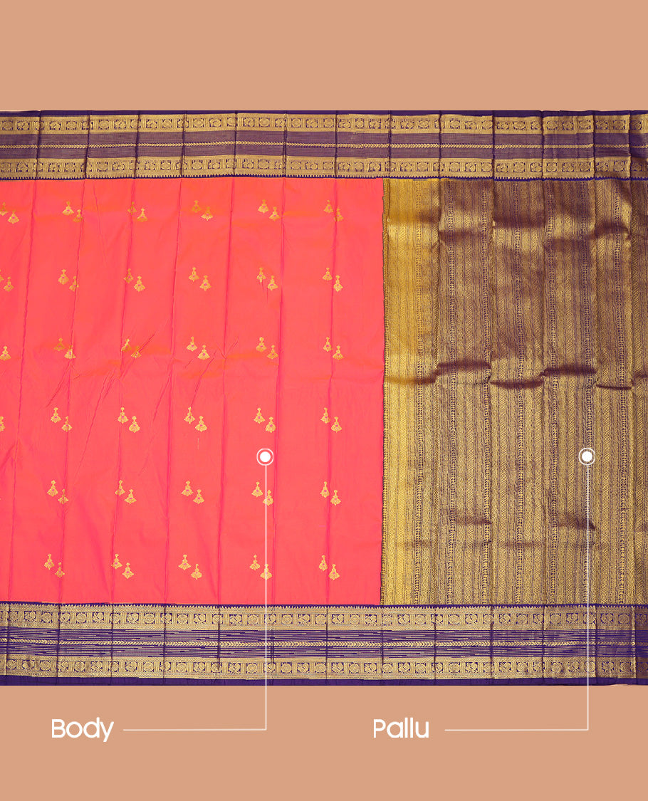 Pink Jhumkha Buttas Budget Silk Saree