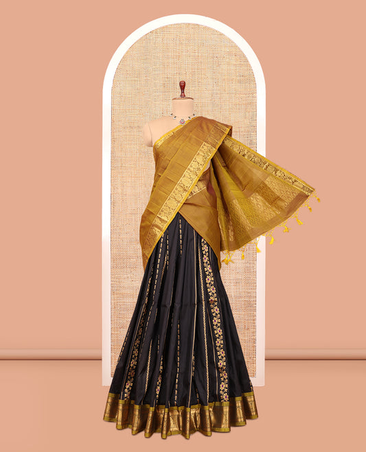 Black Pure-Silk Half-Saree