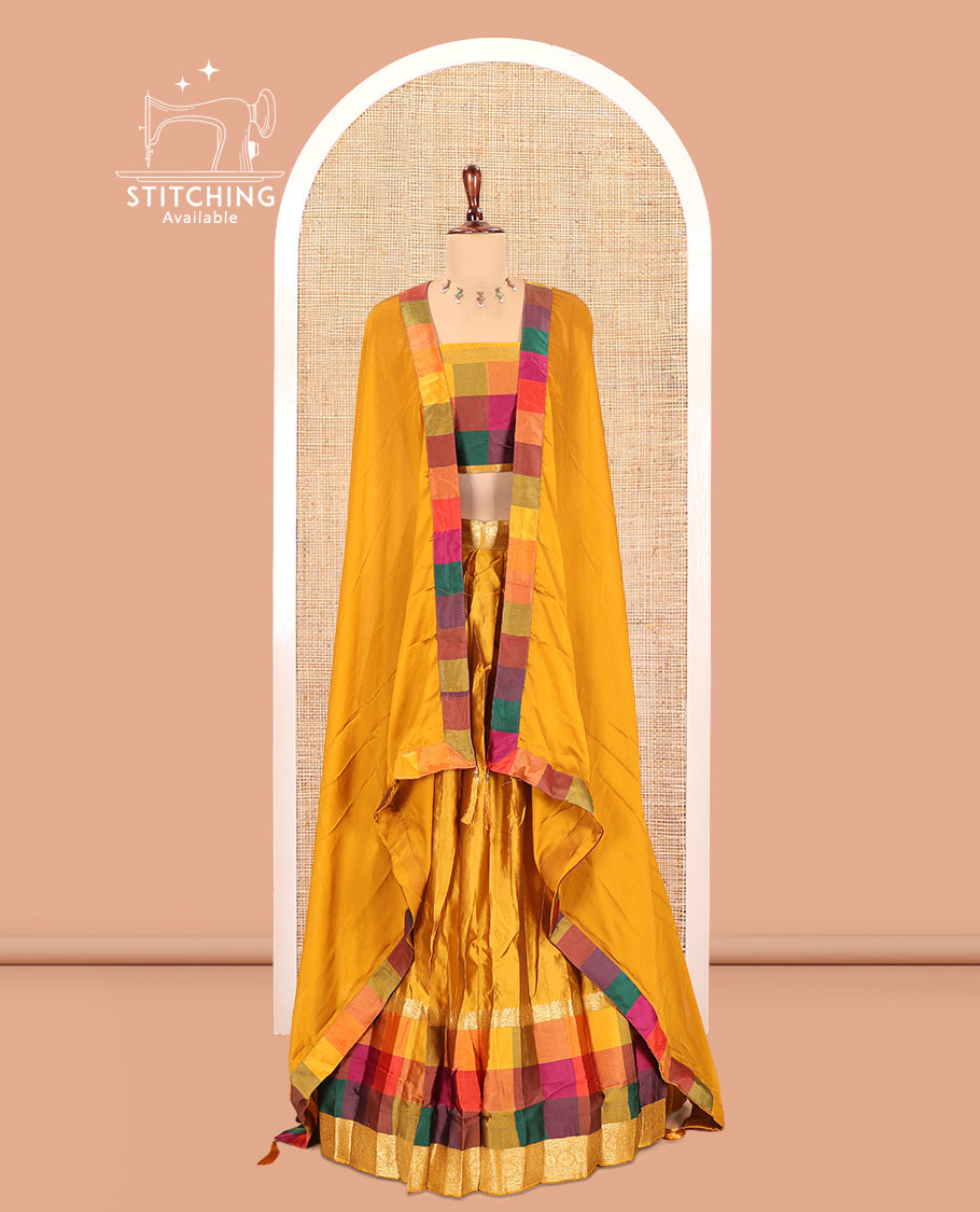 Mustard Semi-Silk Half-Saree
