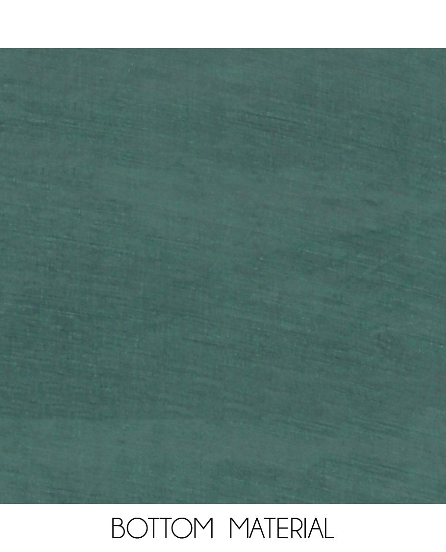 Green Material Churidar Set, Adorned with Zari Buttas Woven on Its Semi-Silk Top, Comes with a Plain Santoon Bottom, and a Semi-Silk Floral Jaal Zari Jacquard Dupatta