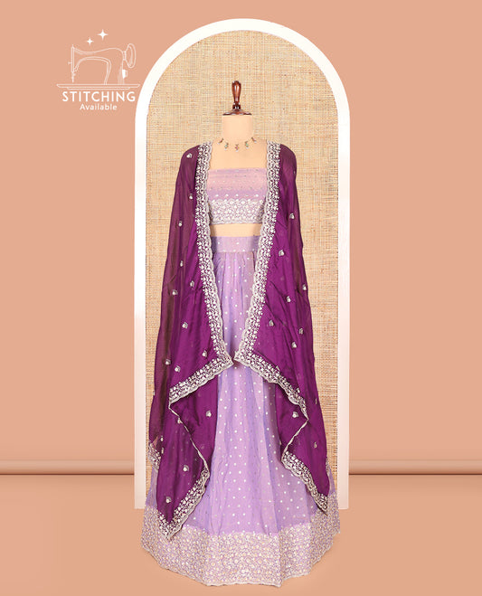 Lavender Moss Organza Half-Saree