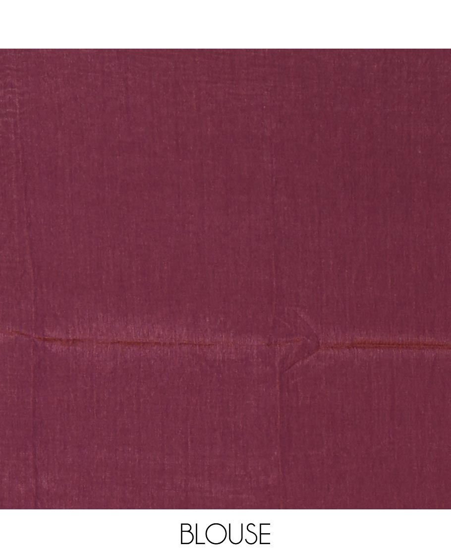 Borderless dark lavender-purple ombre-style 2d pattern dyed Fendy Crush saree, plain blouse