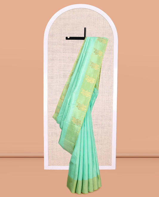Turquoise Kanchipuram Silk Saree