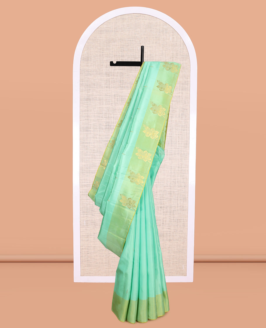 Turquoise Kanchipuram Silk Saree