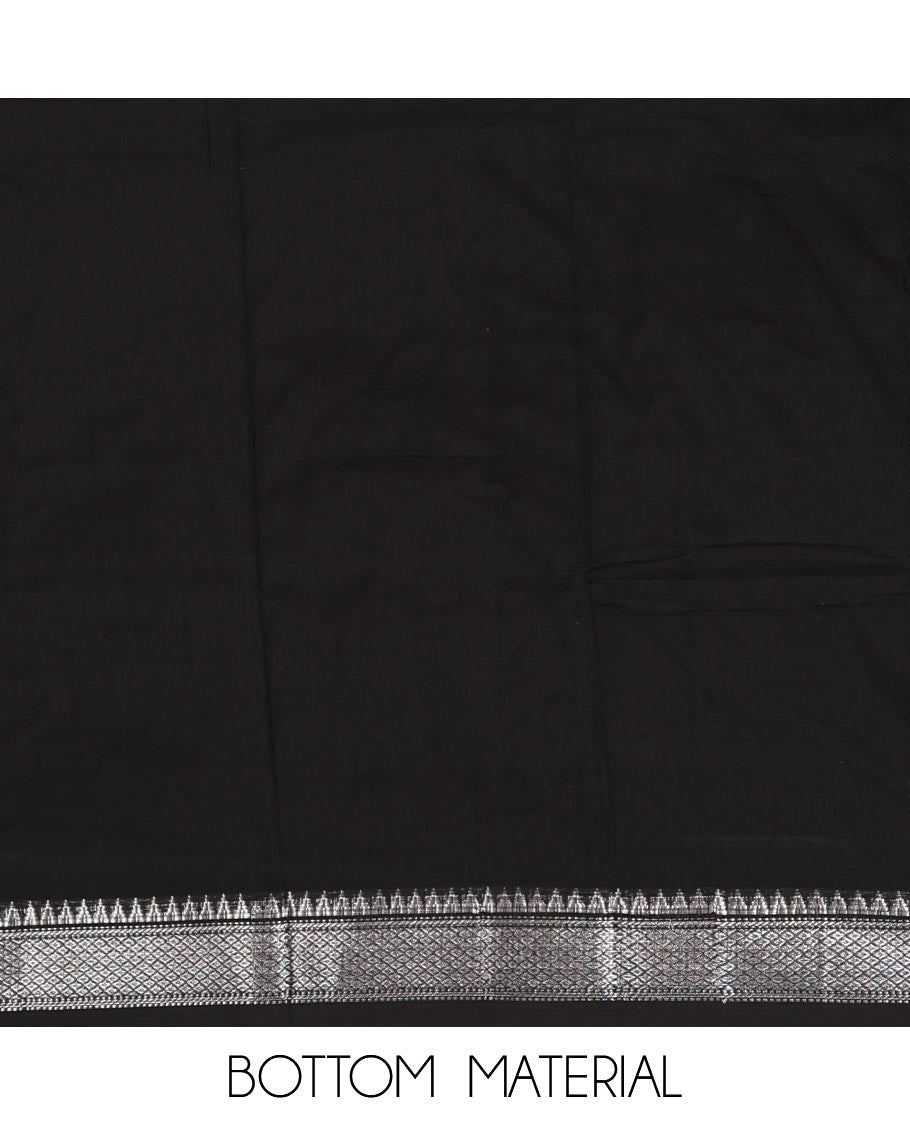 Black material chudidar set,traditional zari border mercerized cotton top, matching mercerized cotton bottom & traditional border dupatta