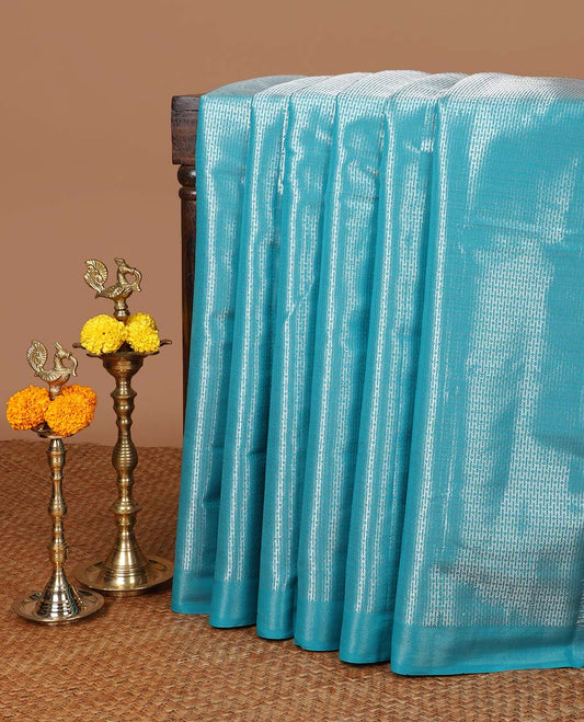 Blue zari weaving design soft silk saree with zari bawanchi border & weaving rich pallu along with brocade design blouse