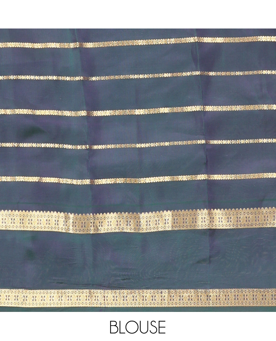 Blue Zari Checked Vasundhara Lite Silkmix Saree, a Rettai Pettu Border, Jaal Pallu, Matching Blouse