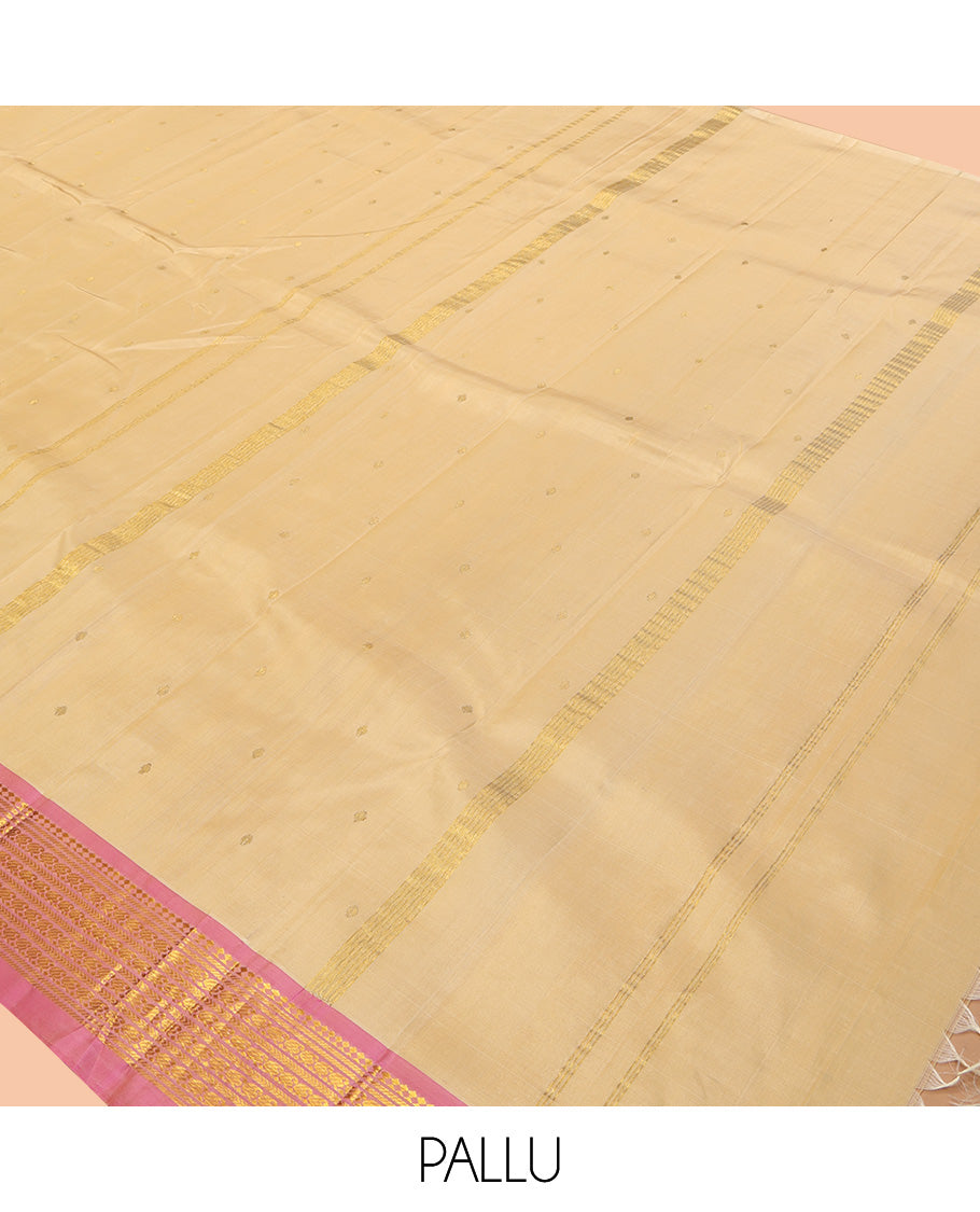Sandal Zari Butta Kanchipuram Silk Saree