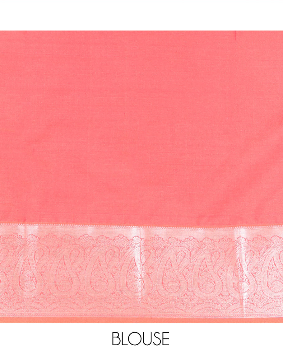 Brown Budget Silk Saree, Detailed with Paisley Zari Buttas All Over Its Body, Complemented by Contrast Border Steeped with Paisley Designs, Meticulously Woven Pallu of Jaal Designs, and Paired with a Contrast Blouse