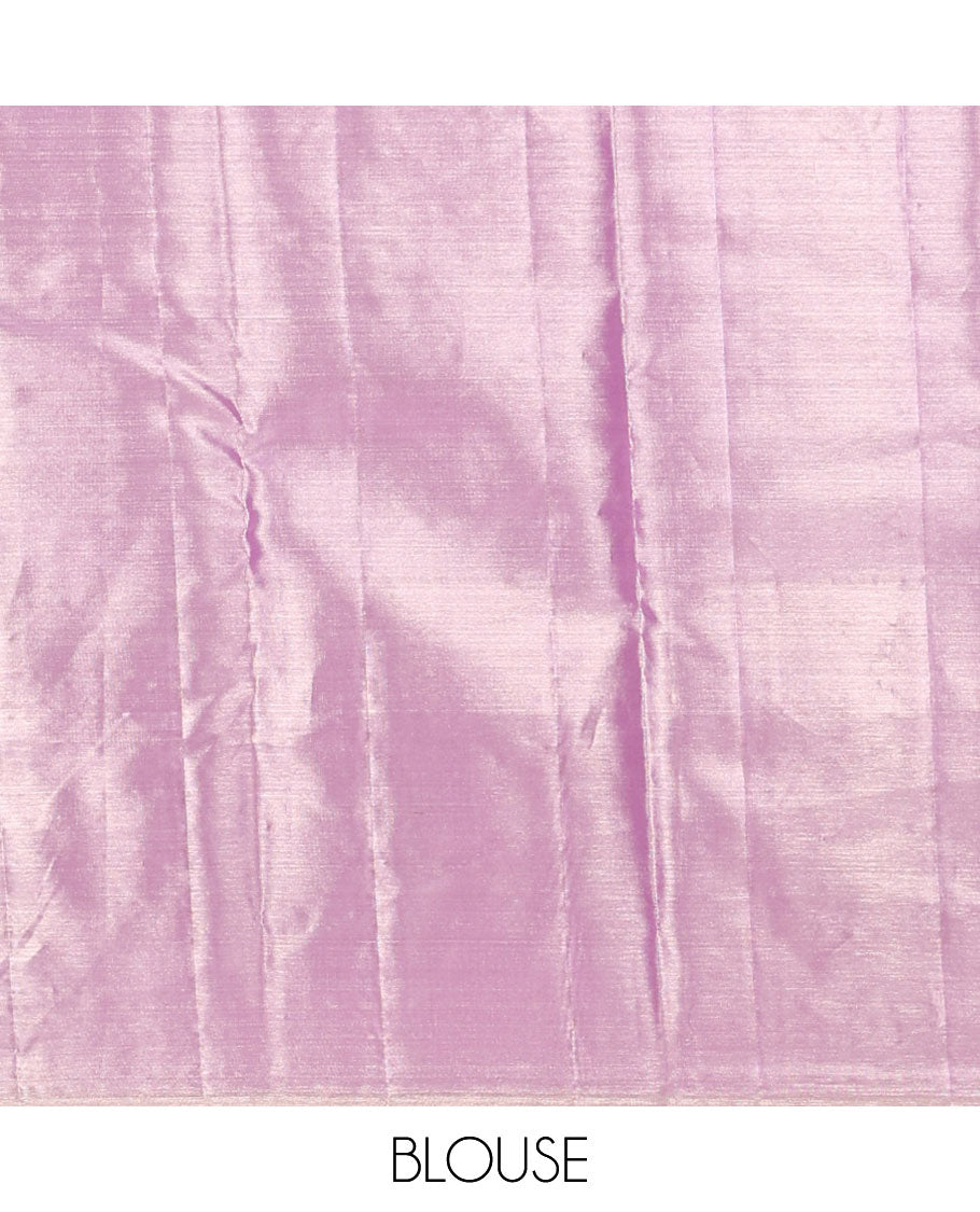 Lavender floral vine design kancheepuram tissue silk saree with self traditional zari border & intricate zari pallu