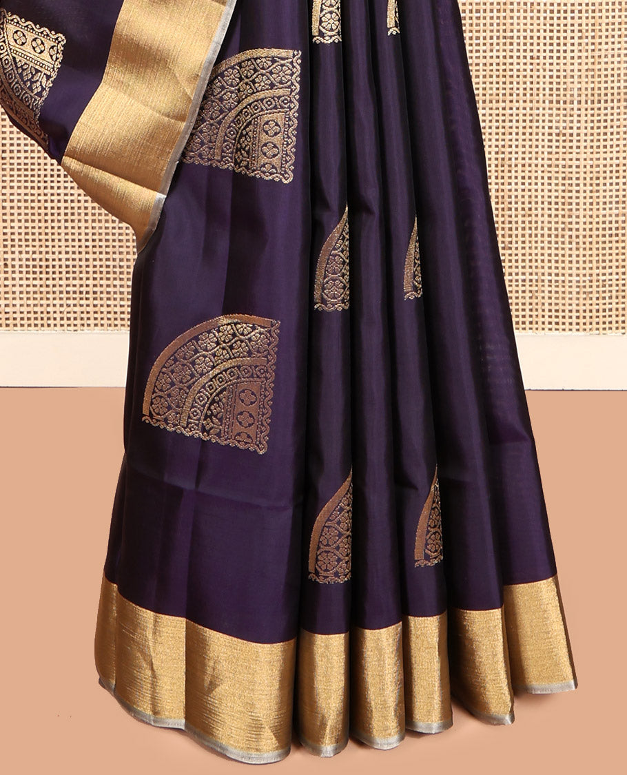 Blue Mayuri Lite Silk Mix Saree, Enriched with Zari Buttas, Contrast Bavanji Border, Contrast Intricate Pallu and a Contrast Blouse