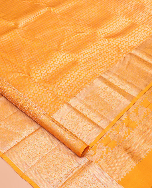 Yellow Zari Butta Kanchipuram Wedding Silk Saree