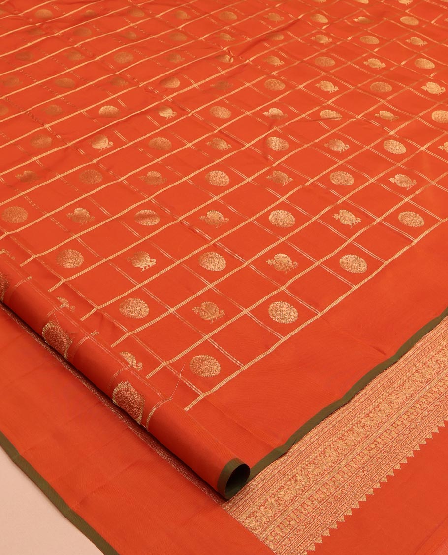 Rust Orange Vasundhara Lite Silk Mix Saree