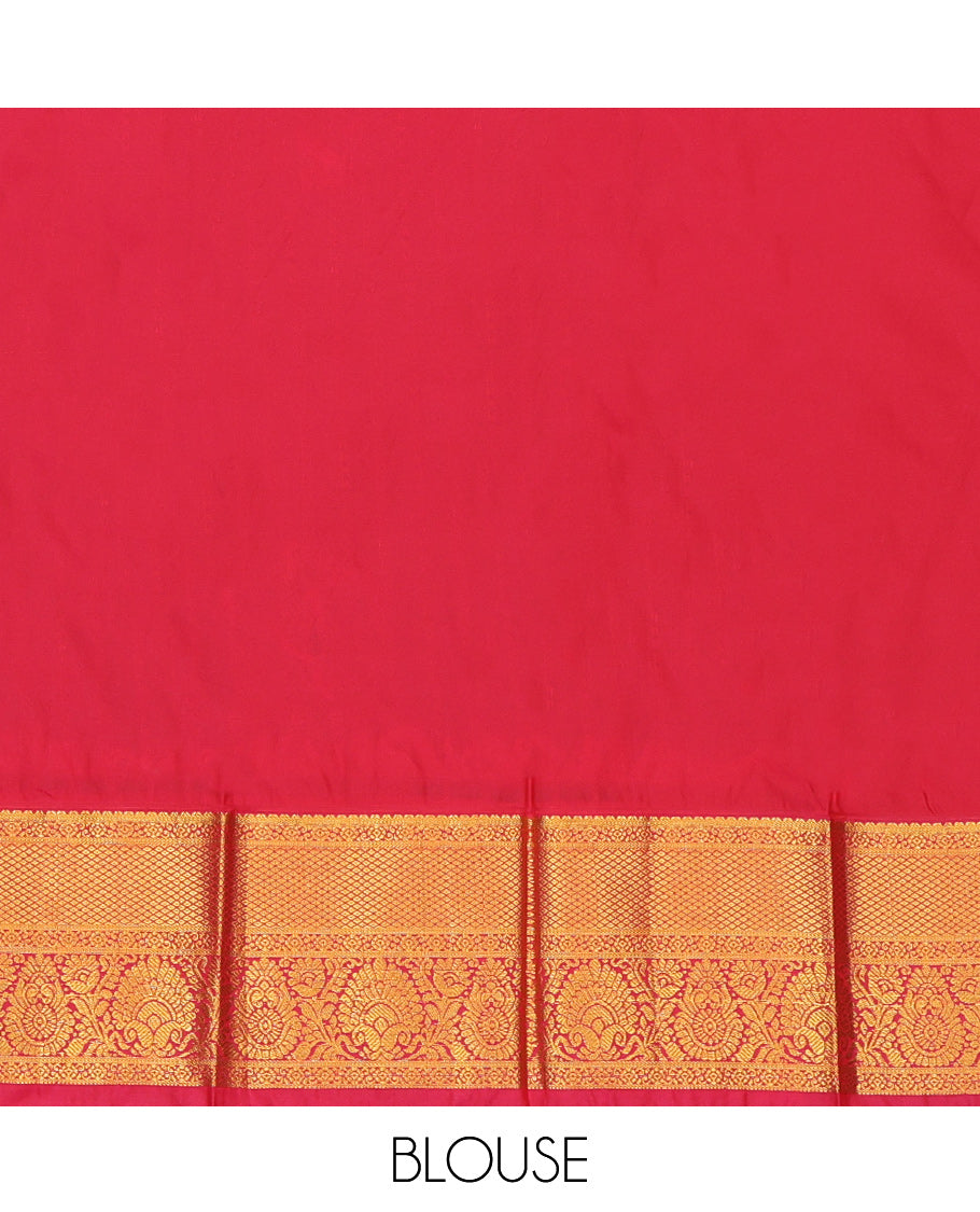 Blue Budget Silk Saree, Bedecked with Zari Design, a Contrast Traditional Zari Border, Grand Pallu, and a Contrast Blouse