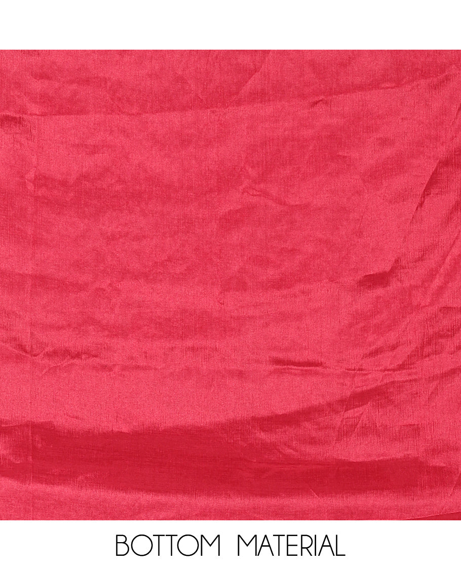 Rani Pink Crunchy Chiffon Material Chudiddar, Embroidered Top, Plain Bottom, Embroidered Scallop Dupatta
