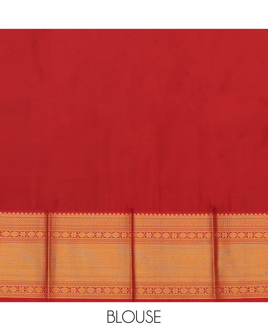 Blue Budget Silk Saree, Accentuated with Zari Buttas and Stripes, a Contrast Traditional Zari Border, Jaal Pallu, and a Contrast Blouse