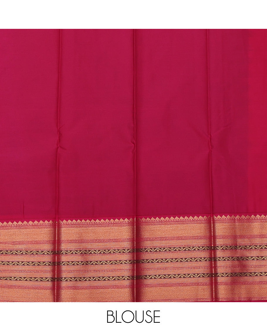 Blue Budget Silk Saree, Woven with Zari Buttas All Over Its Body, Complemented by a Contrast Traditional Zari Border, Grand Pallu, and Paired with a Contrast Blouse