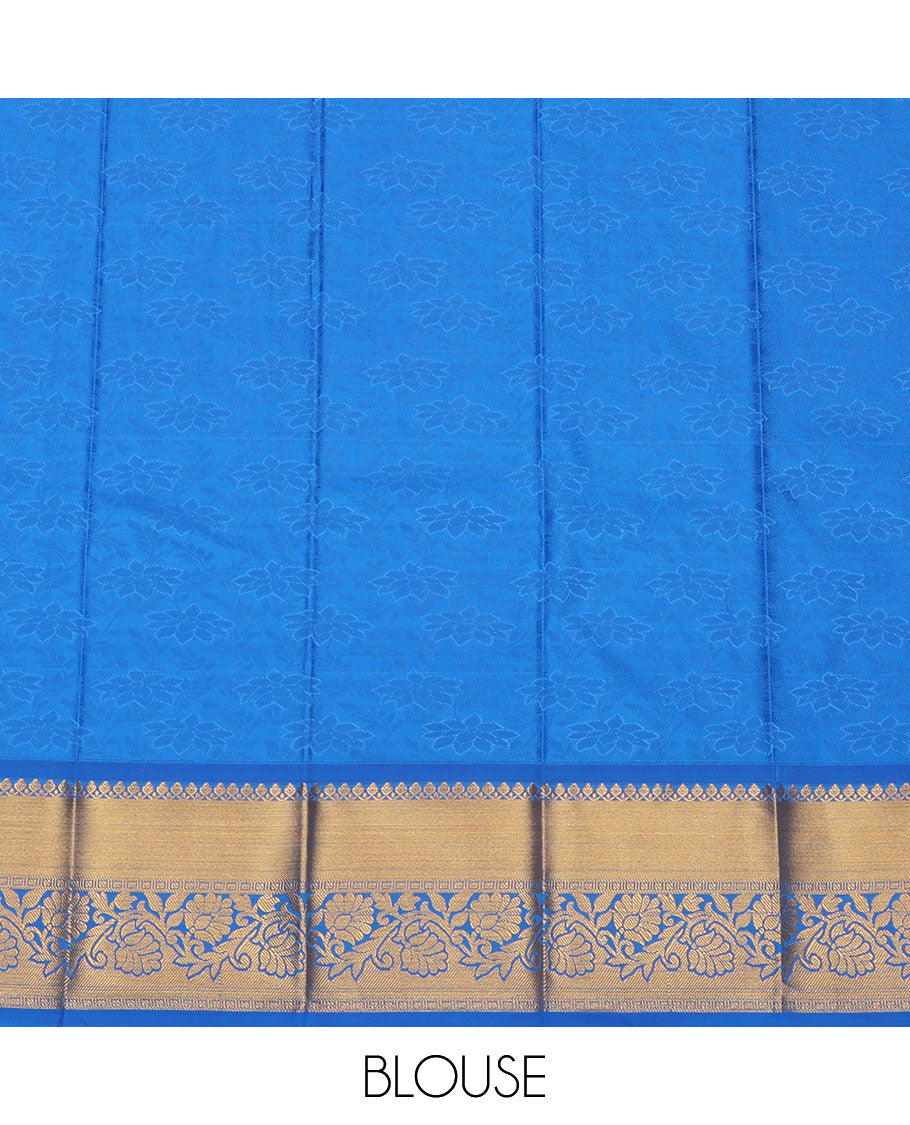 Purple Budget Silk Saree, Ornamented with Jacquard Design, a Contrast Floral Creeper Zari Border, Grand Pallu, and a Contrast Blouse