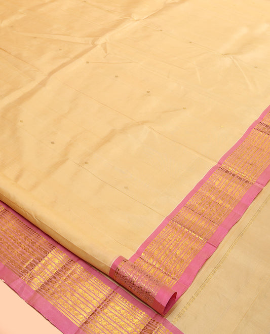 Sandal Zari Butta Kanchipuram Silk Saree