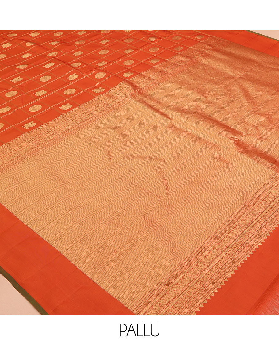 Rust Orange Vasundhara Lite Silk Mix Saree
