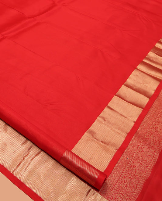 Red Plain Kanchipuram Silk Saree