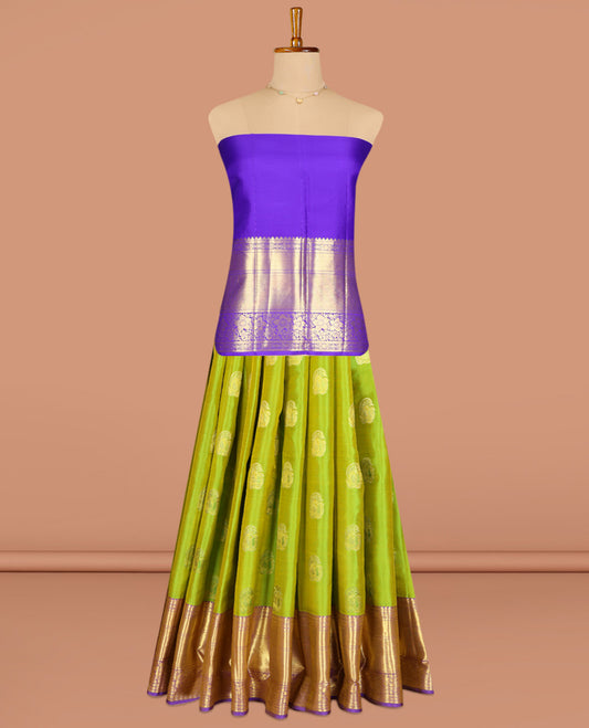 Green Pure Silk Pavadai Material Set