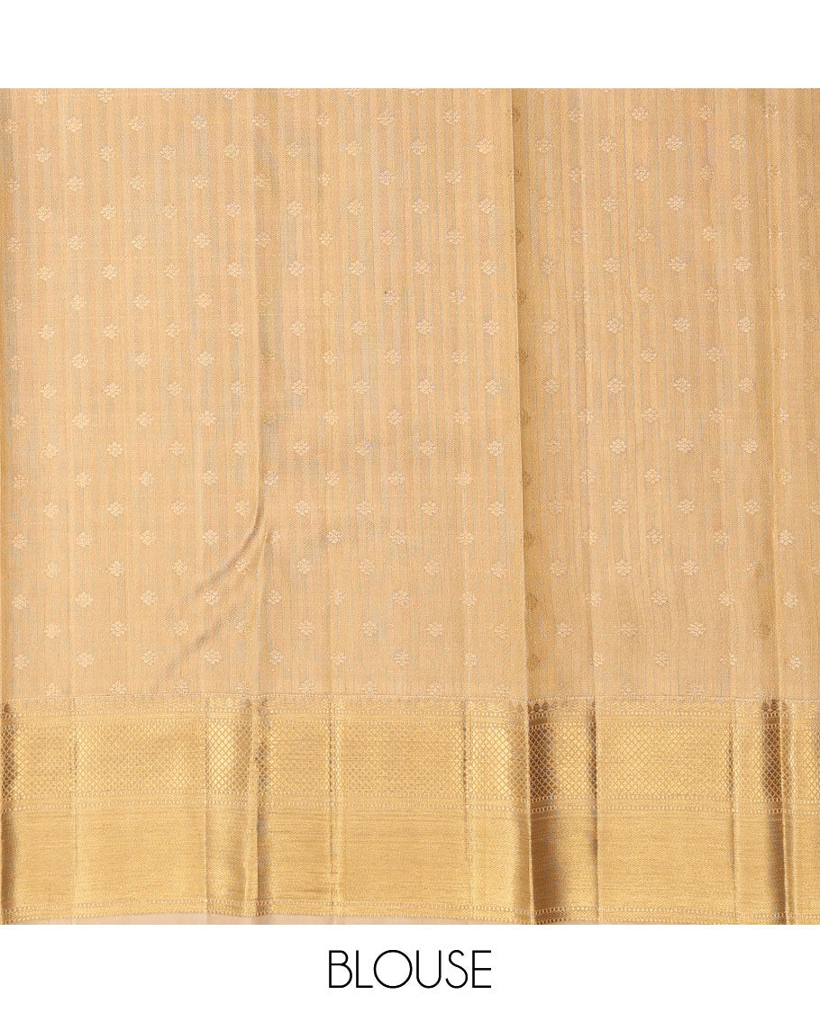 Blue jacquard silk saree, contrast border of thilakam mokku,muthu,kathir & kuyil kann design & jaal pallu