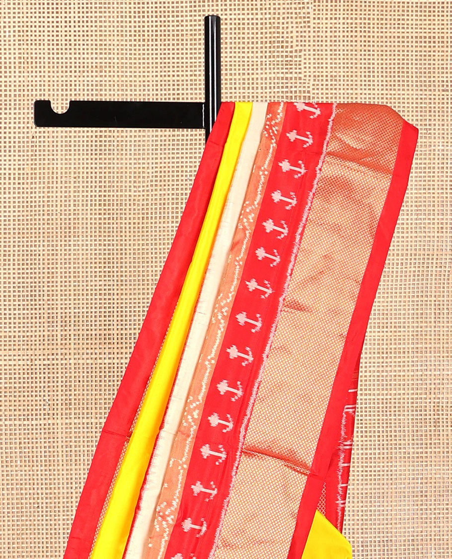 Multi-color ikkat design pure ikkat silk saree, zari ikkat design border & pallu of floral ikkat designs