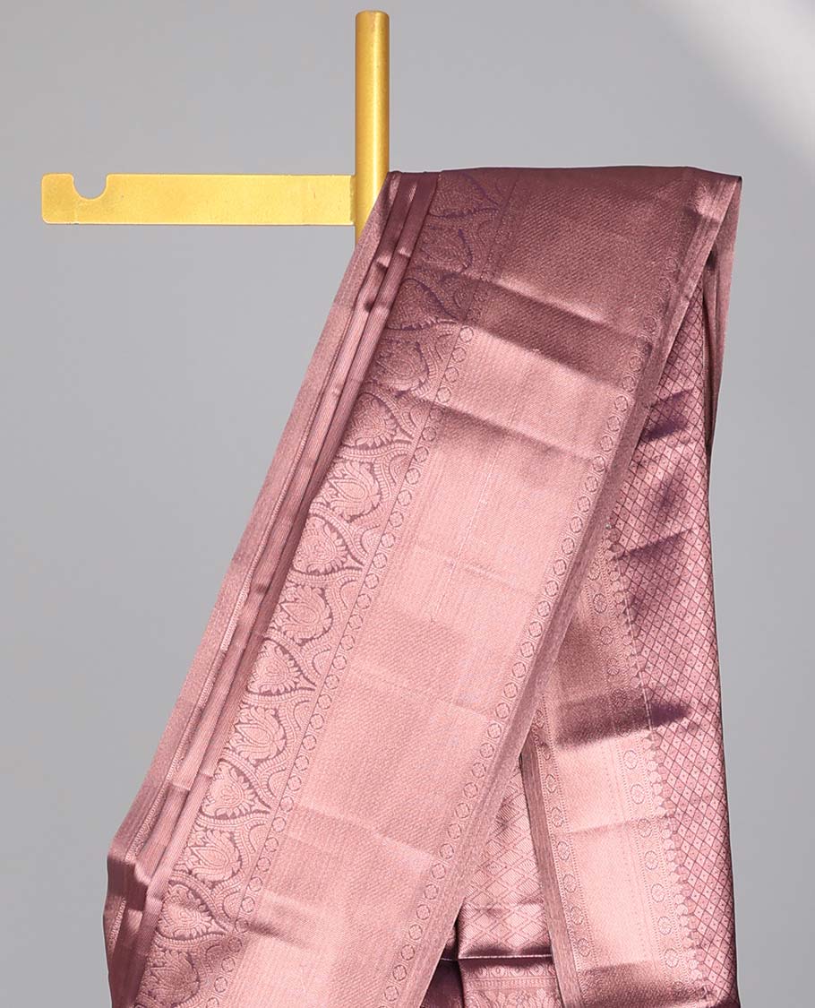 Pink budget silk saree with self zari design border & intricate zari design pallu