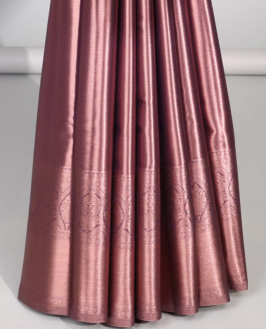 Pink budget silk saree with self zari design border & intricate zari design pallu