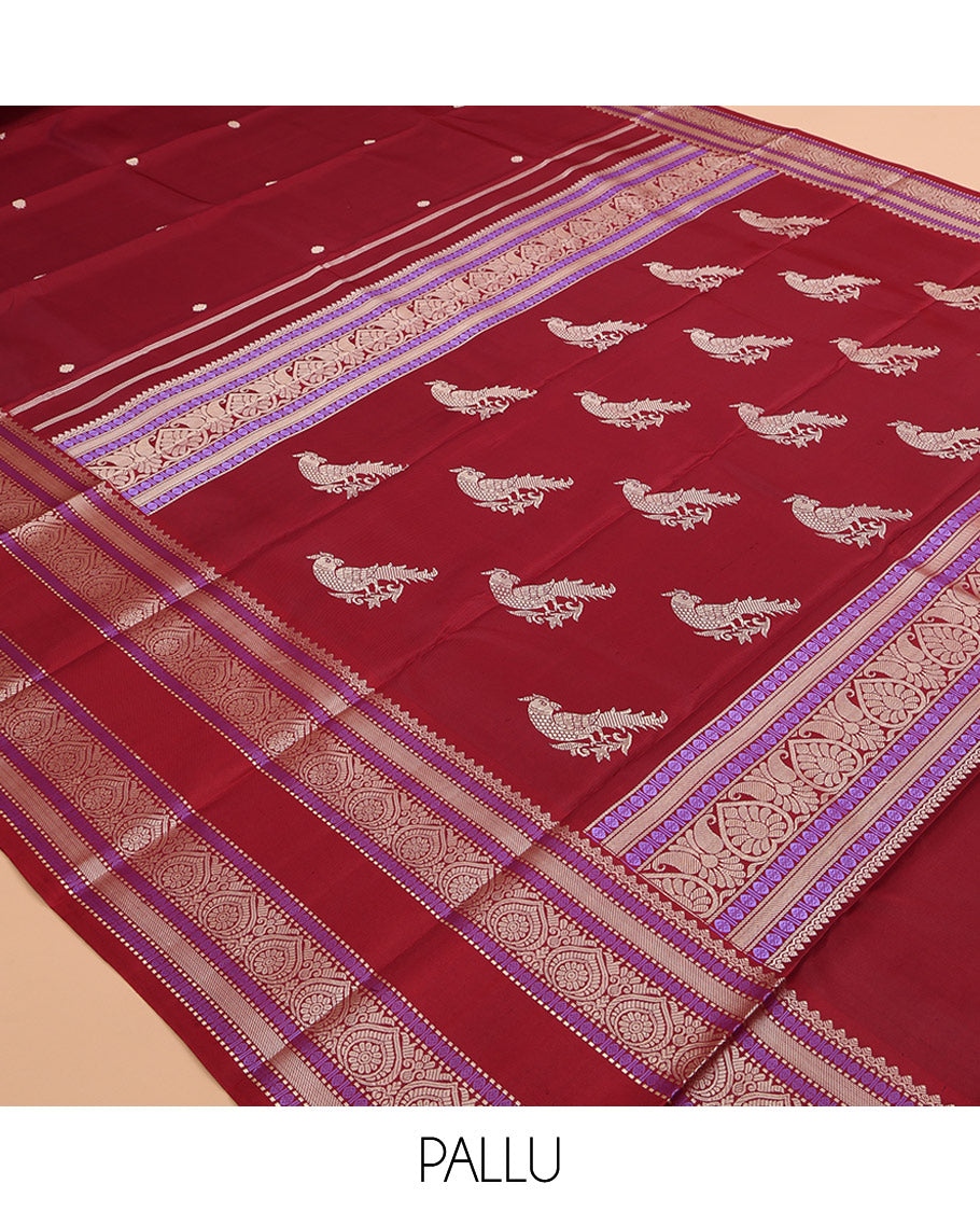 Red Kanchipuram Chettinad Saree