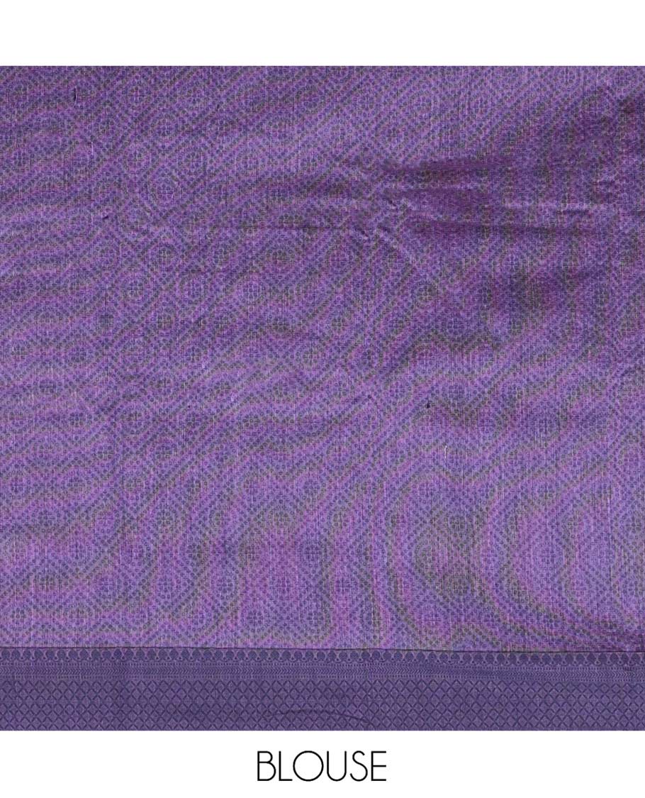 Lavender Semi-Silk Cotton Saree, Delicately Designed with Square Buttas All Over Its Body, Contrast Traditional Design Border, Intricately Designed Pallu, and Paired with a Matching Blouse