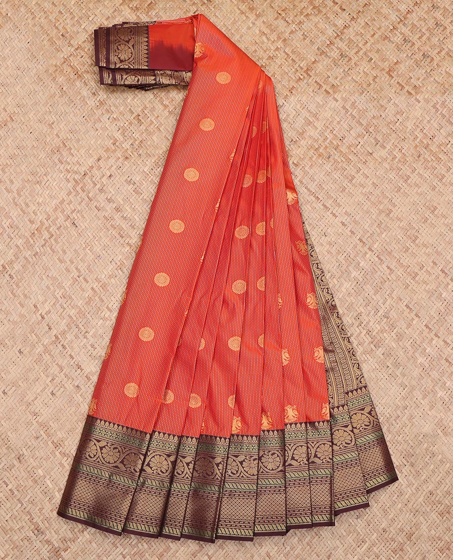 Rust Stripes Budget Silk Saree