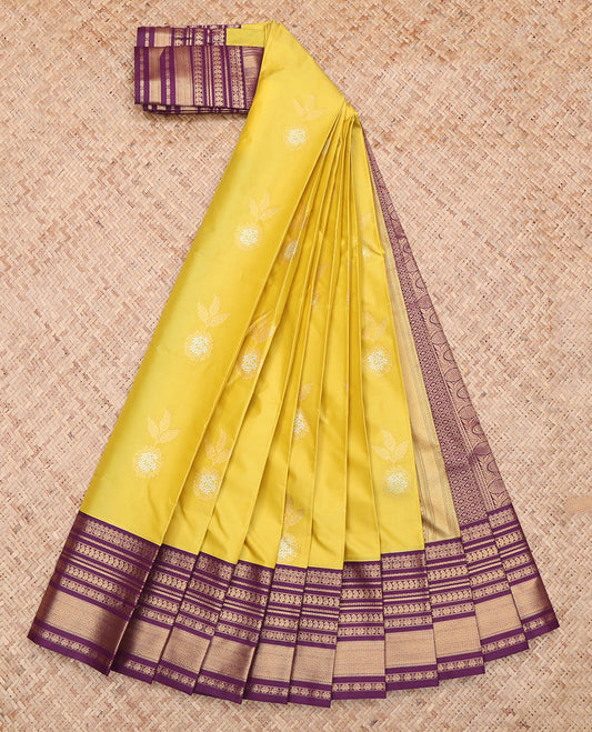 Yellow Floral Butta Budget Silk Saree