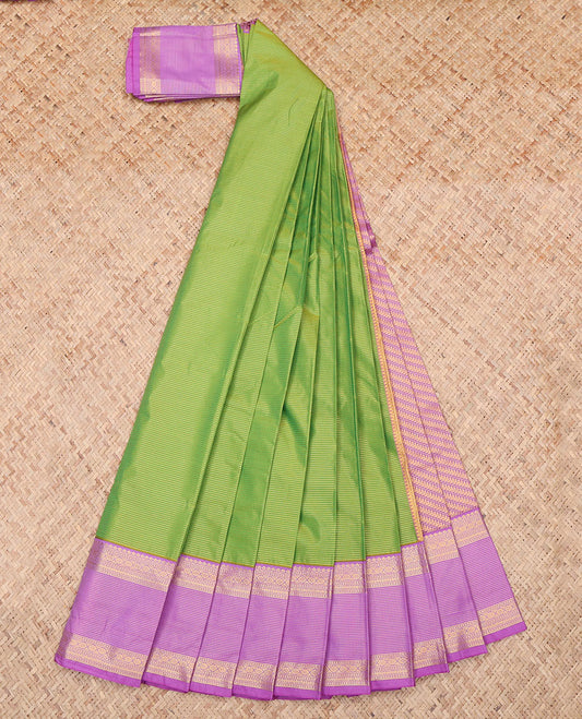 Green Zari Stripes Budget Silk Saree