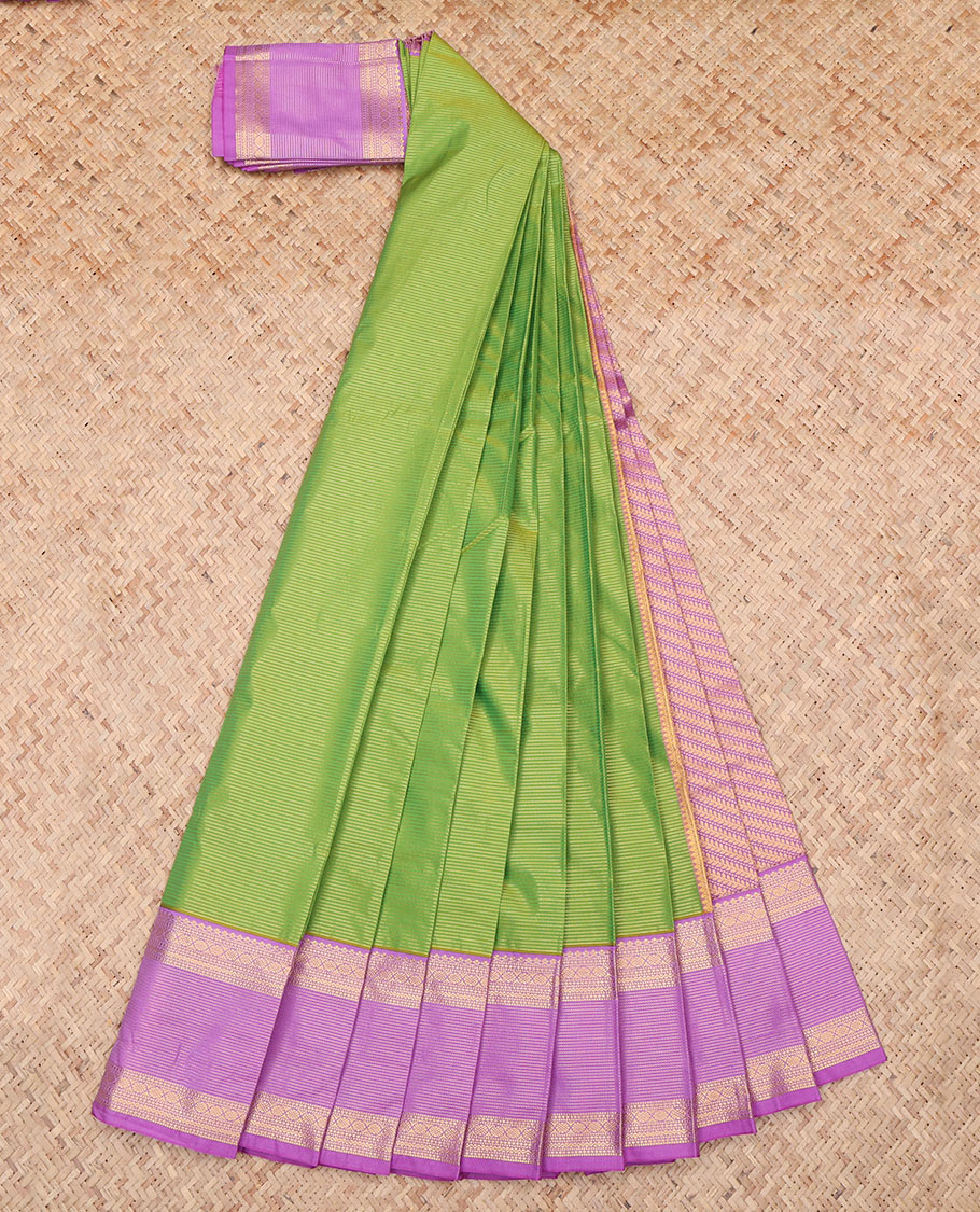 Green Zari Stripes Budget Silk Saree