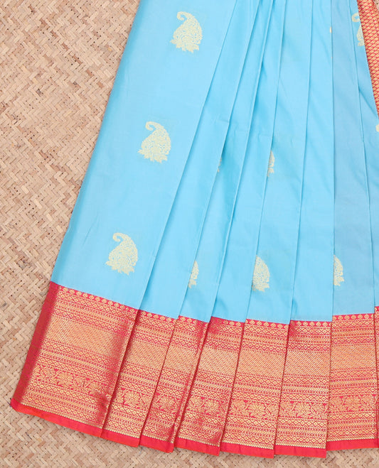 Blue Paisley Butta Budget Silk Saree