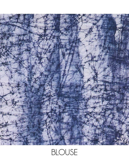 Blue batik printed sungudi cotton saree,  batik printed border, and intricate batik printed pallu