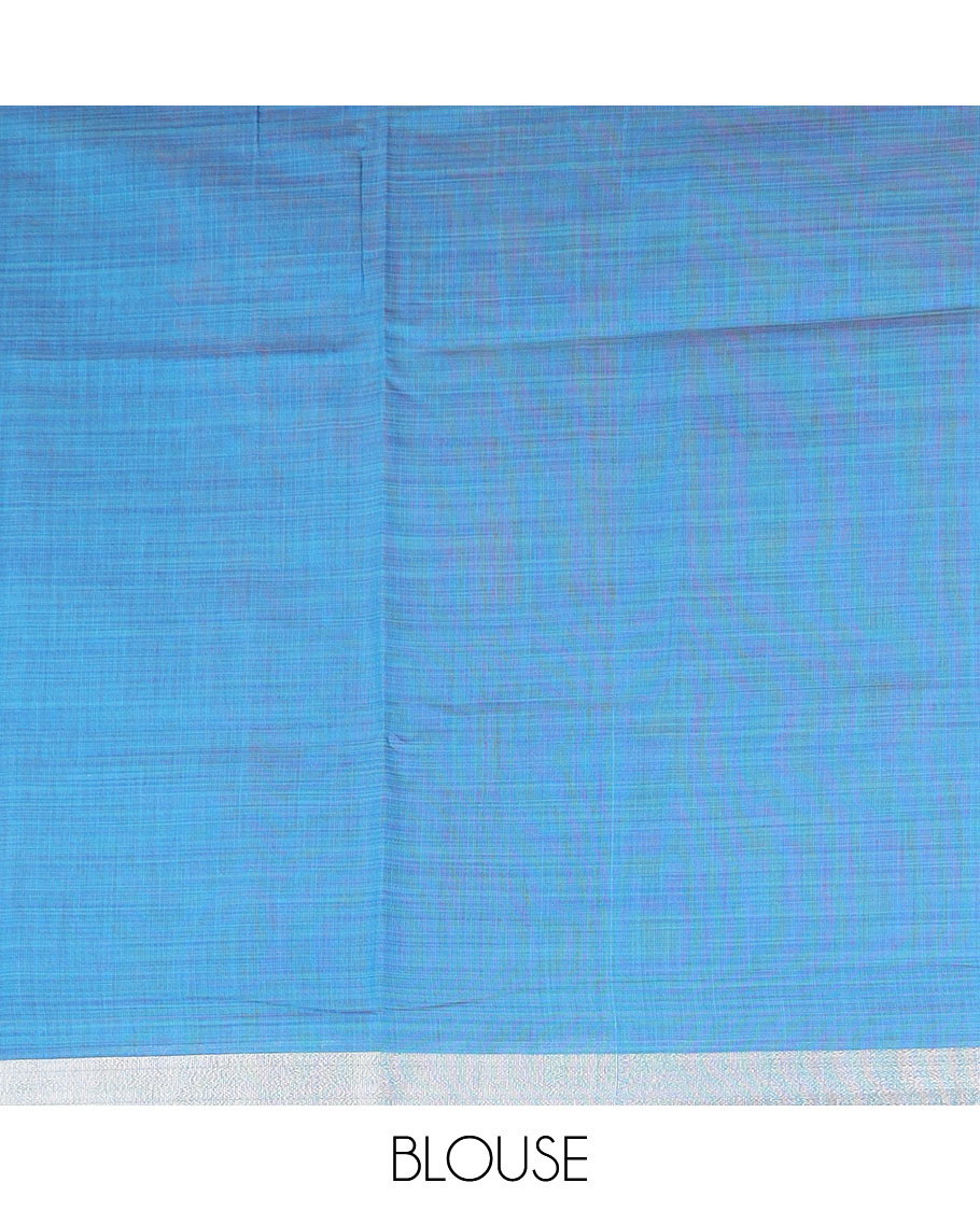 Peach kathakali buttas printed chirala cotton saree, bavanji border, and contrast musical motifs print pallu