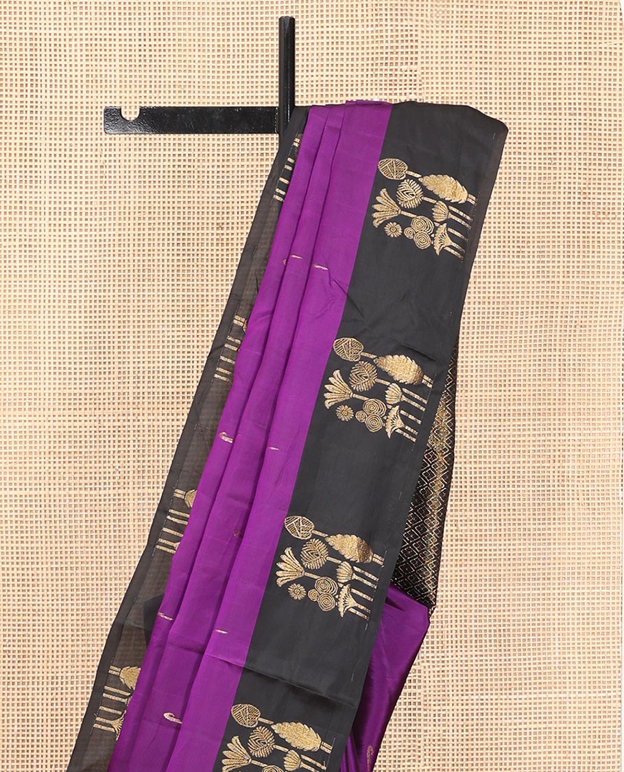 Vadamalli Buttas Vasundhara Lite Silk Mix Saree, a Contrast Zari Border, and a Contrast Blouse