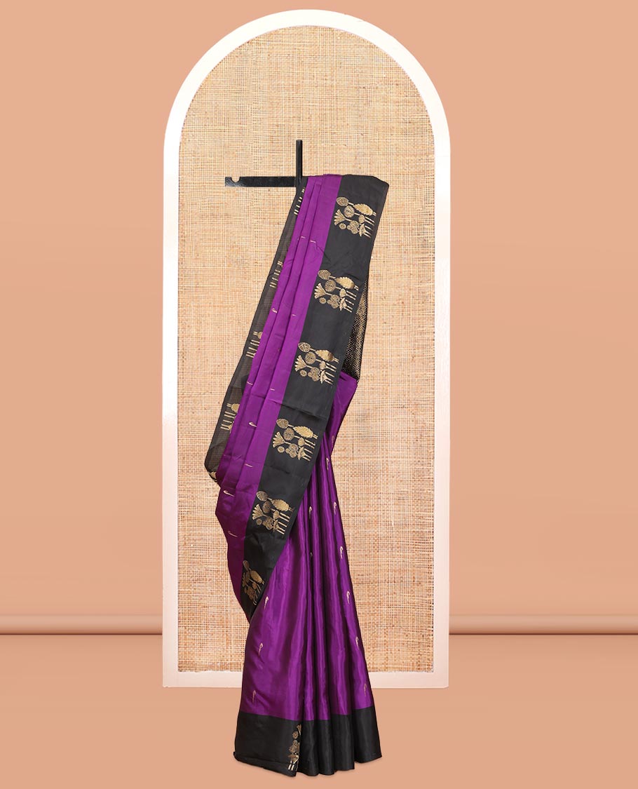 Vadamalli Buttas Vasundhara Lite Silk Mix Saree, a Contrast Zari Border, and a Contrast Blouse