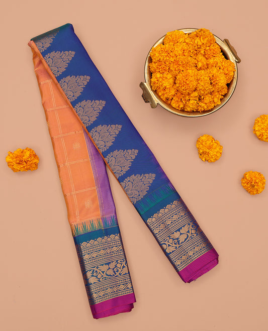 Orange Gadwal Silk Saree
