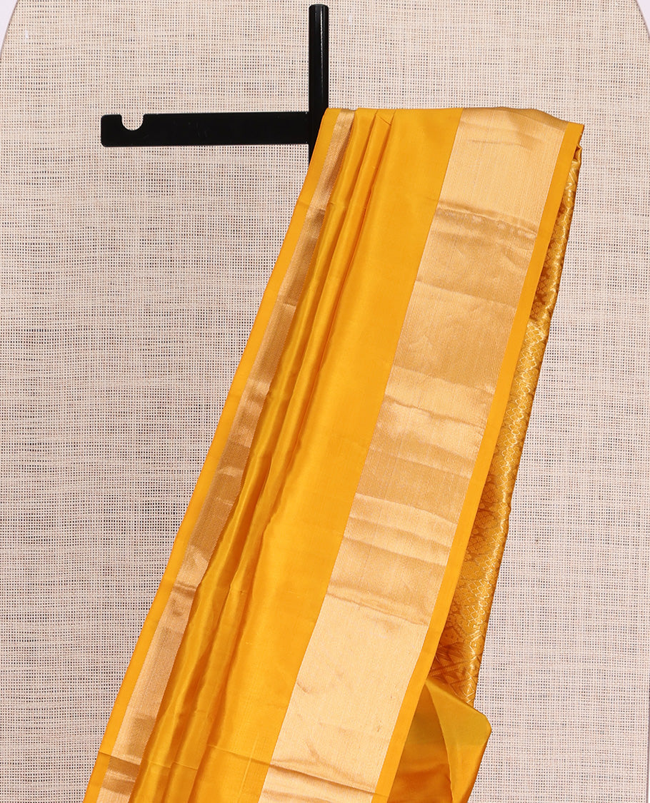 Yellow Plain Kanchipuram Silk Saree